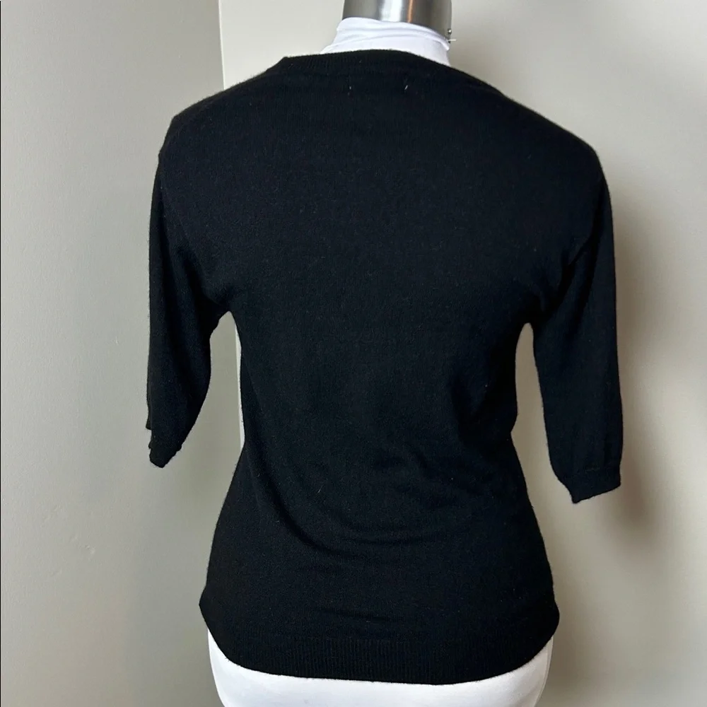 Sutton Studio 100% Cashmere Black Short Sleeve Sweater – Women’s Size M - Picture 3 of 3